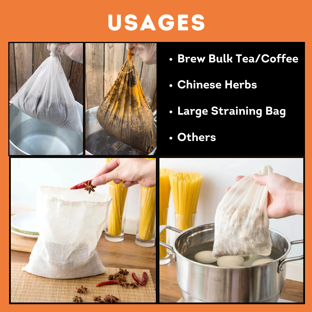 Ultimate Large 15 Disposable Tea Bags Size 12"x16" for brew bulk tea