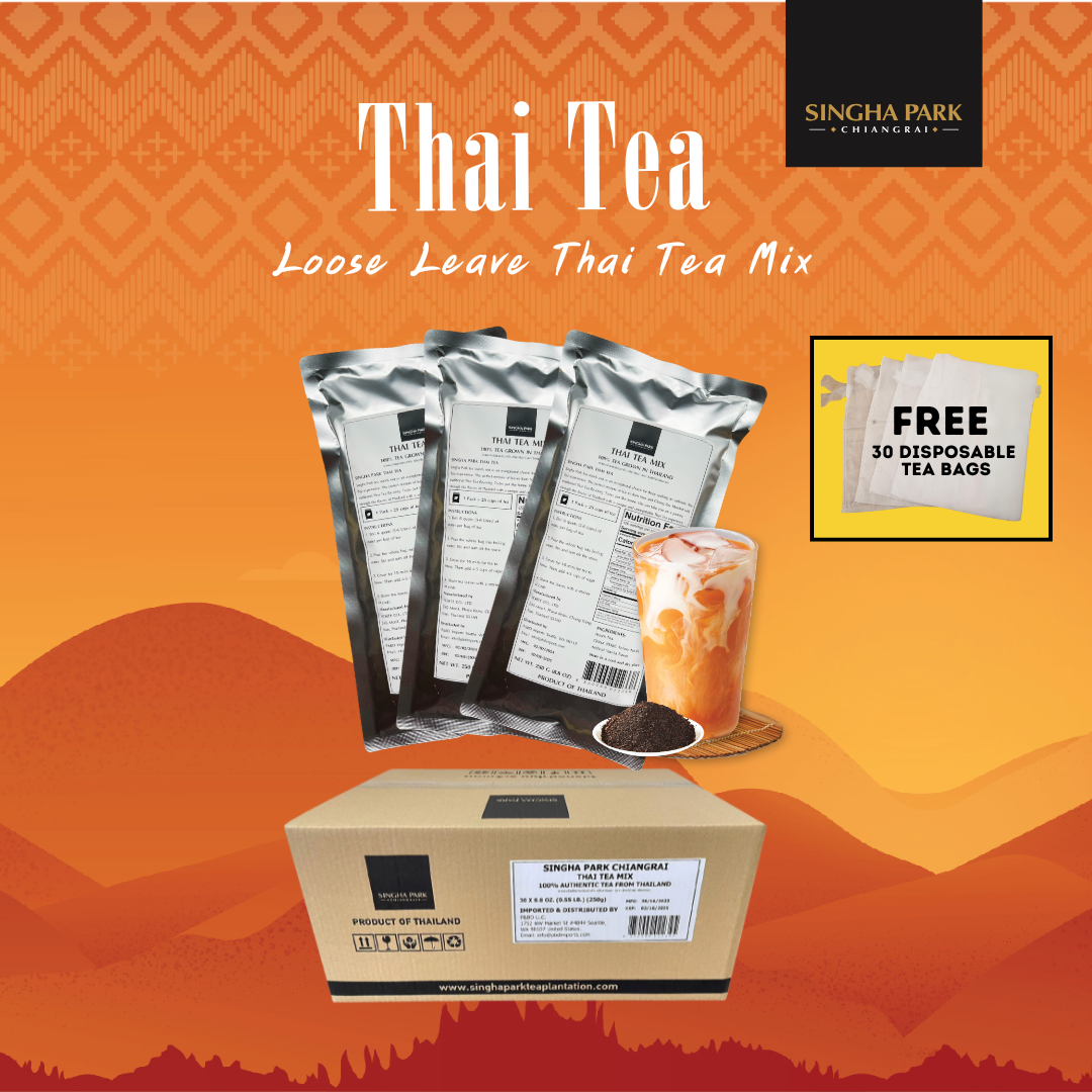 BUY 1 GET 1 FREE - Thai Tea Mix for Restaurant - Loose Leaves Tea - Box of 30 (FREE 30 Disposable Tea Filter)