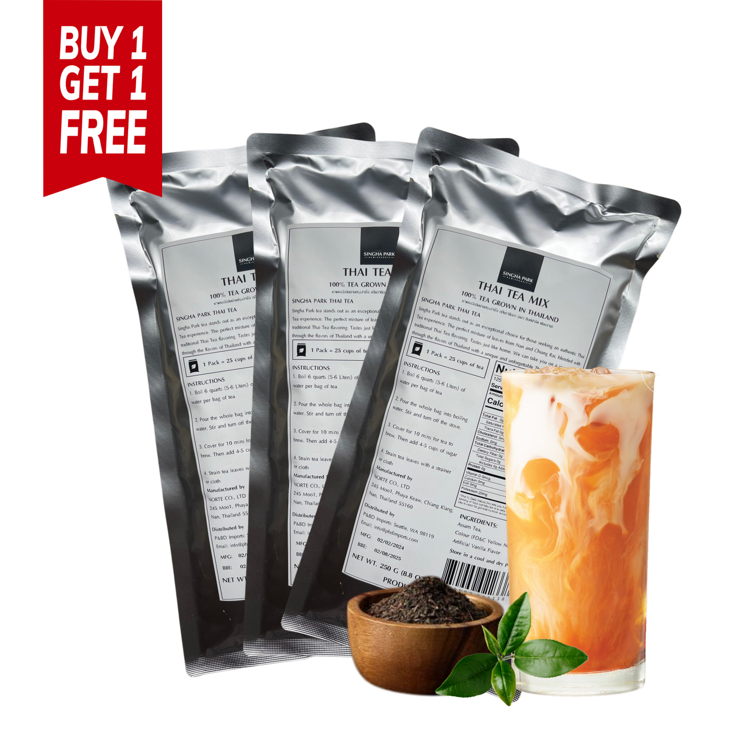 BUY 1 GET 1 FREE - Thai Tea Mix For Restaurant - Loose Leaves Tea - Bag size 250g