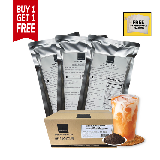 BUY 1 GET 1 FREE - Thai Tea Mix for Restaurant - Loose Leaves Tea - Box of 30 (FREE 30 Disposable Tea Filter)