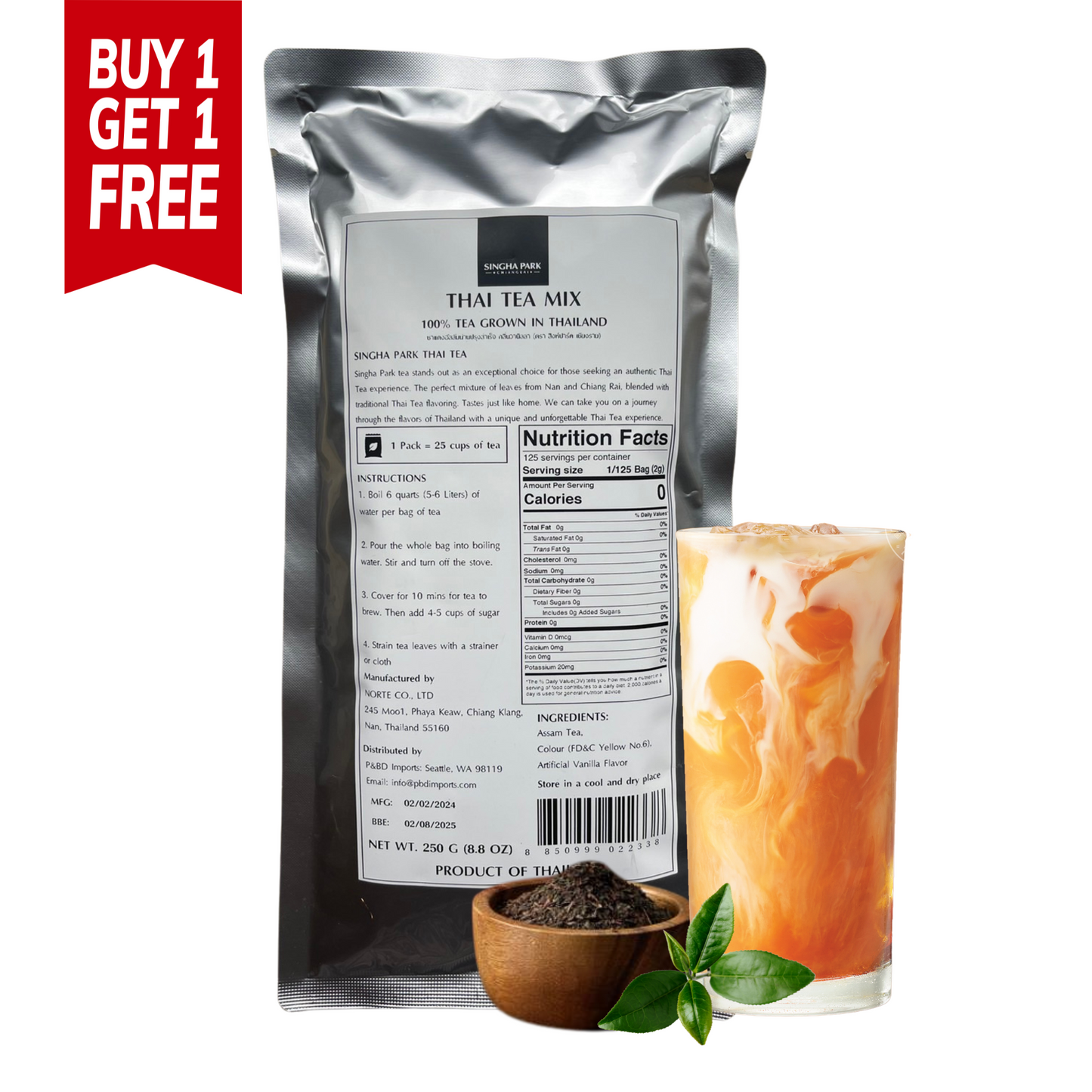 BUY 1 GET 1 FREE - Thai Tea Mix For Restaurant - Loose Leaves Tea - Bag size 250g